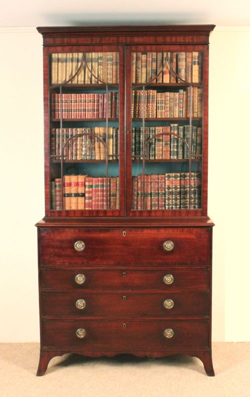 ANTIQUE GEORGE III SECRETAIRE BOOKCASE - ADDITIONAL PHOTO 1