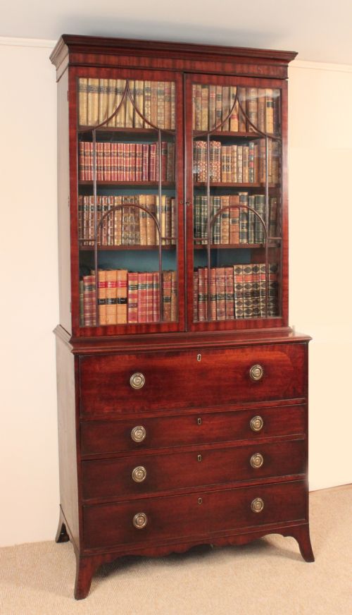 ANTIQUE GEORGE III SECRETAIRE BOOKCASE - ADDITIONAL PHOTO 2