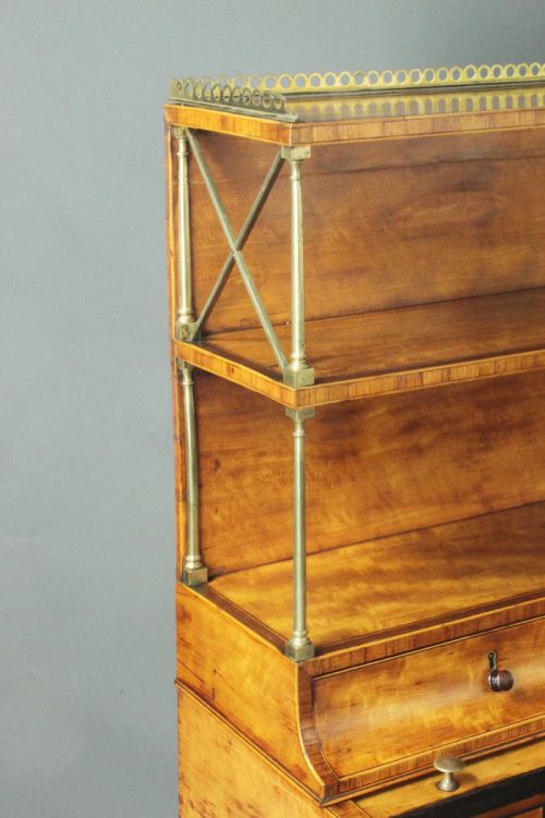 ANTIQUE SATINWOOD CYLINDER BOOKCASE - ADDITIONAL PHOTO 2