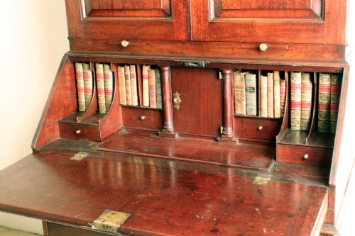 ANTIQUE GEORGIAN MAHOGANY BUREAU BOOKCASE - ADDITIONAL PHOTO 6