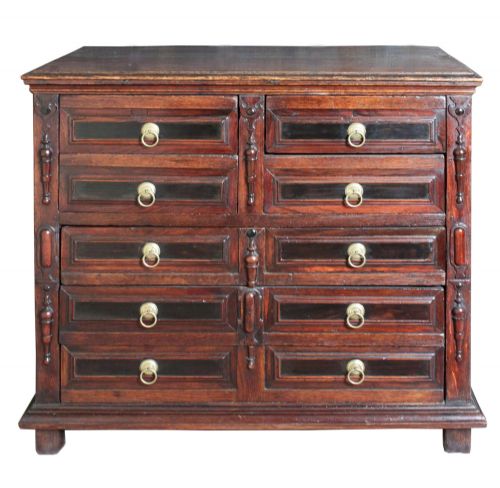 CHARLES II MOULDED FRONT OAK CHEST OF DRAWERS - ADDITIONAL PHOTO 2