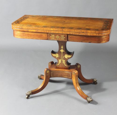 ANTIQUE PAIR OF REGENCY ROSEWOOD CARD TABLES - ADDITIONAL PHOTO 1
