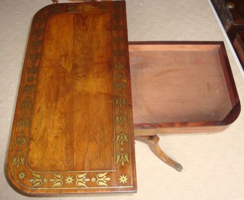 ANTIQUE PAIR OF REGENCY ROSEWOOD CARD TABLES - ADDITIONAL PHOTO 5