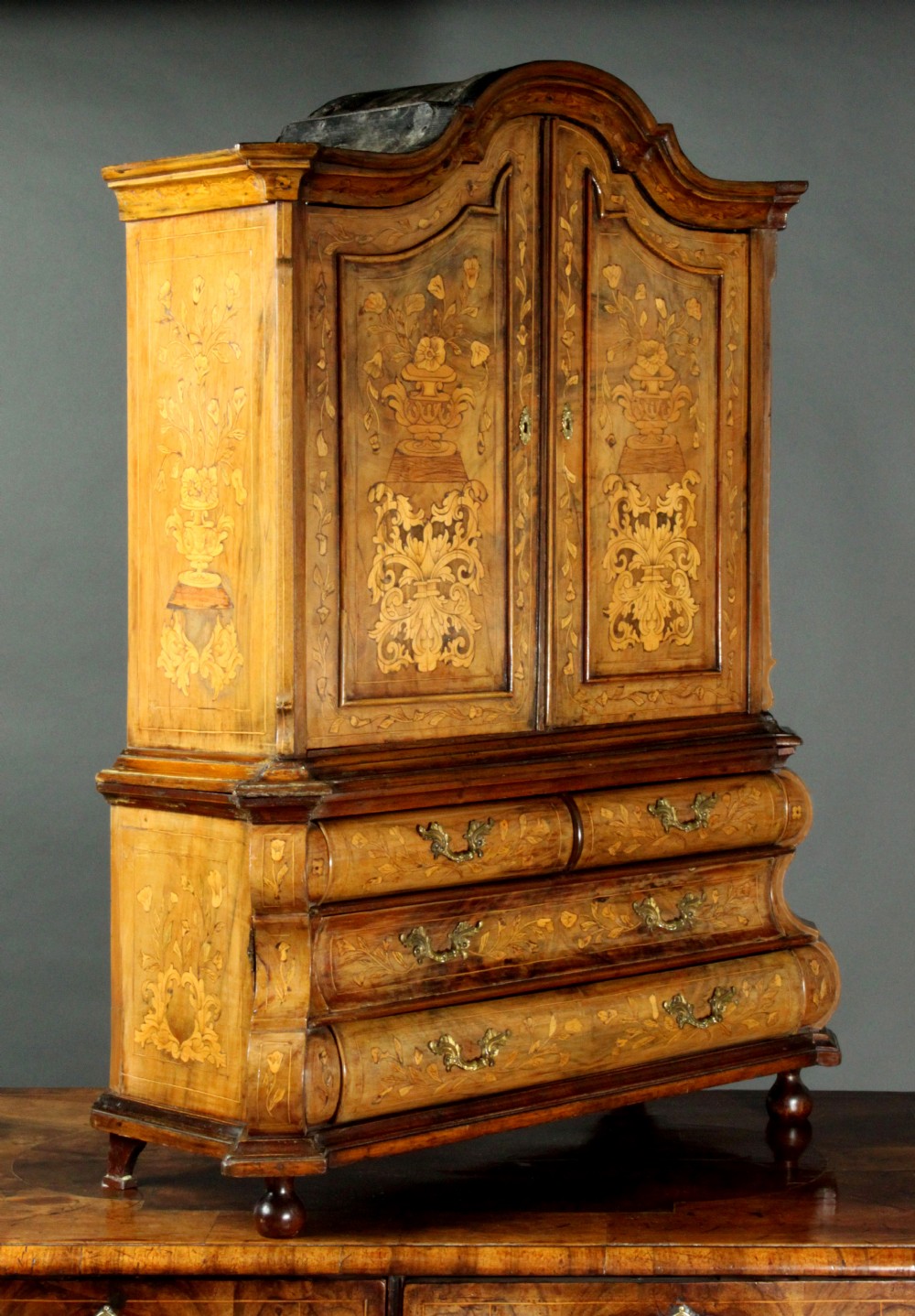 Antique miniature Dutch marquetry cupboard