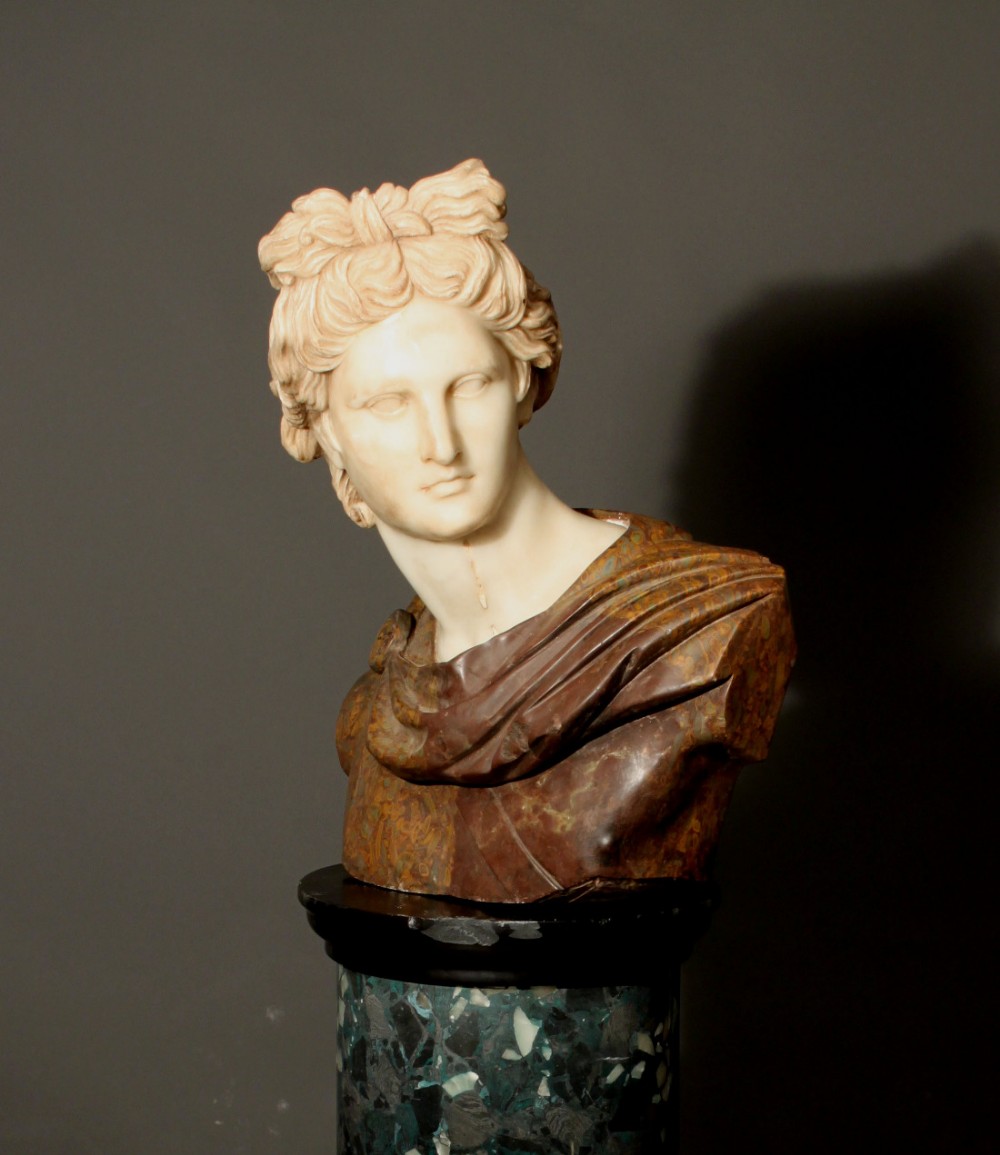 Antique marble bust of Apollo