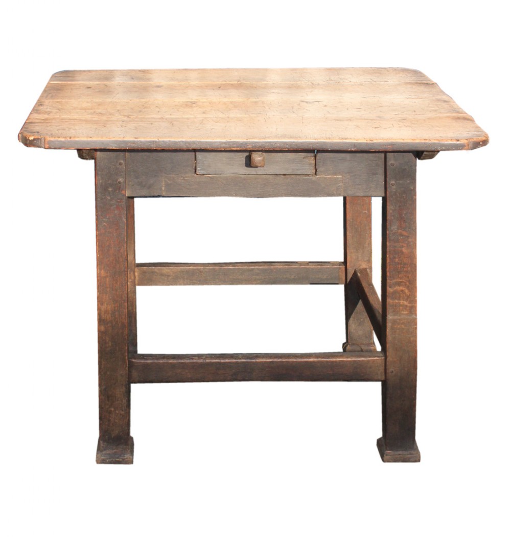 Primitive fruitwood and oak centre table