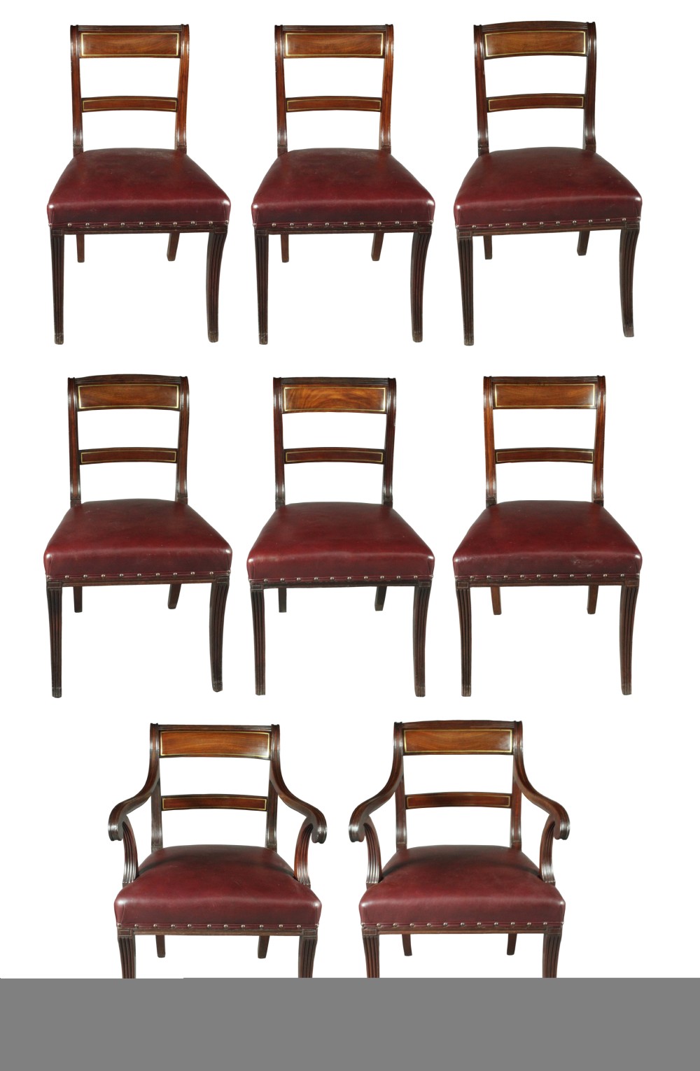 Set of 8 Regency sabre leg chairs