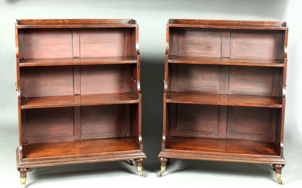 Pair of Georgian waterfall bookcases View II