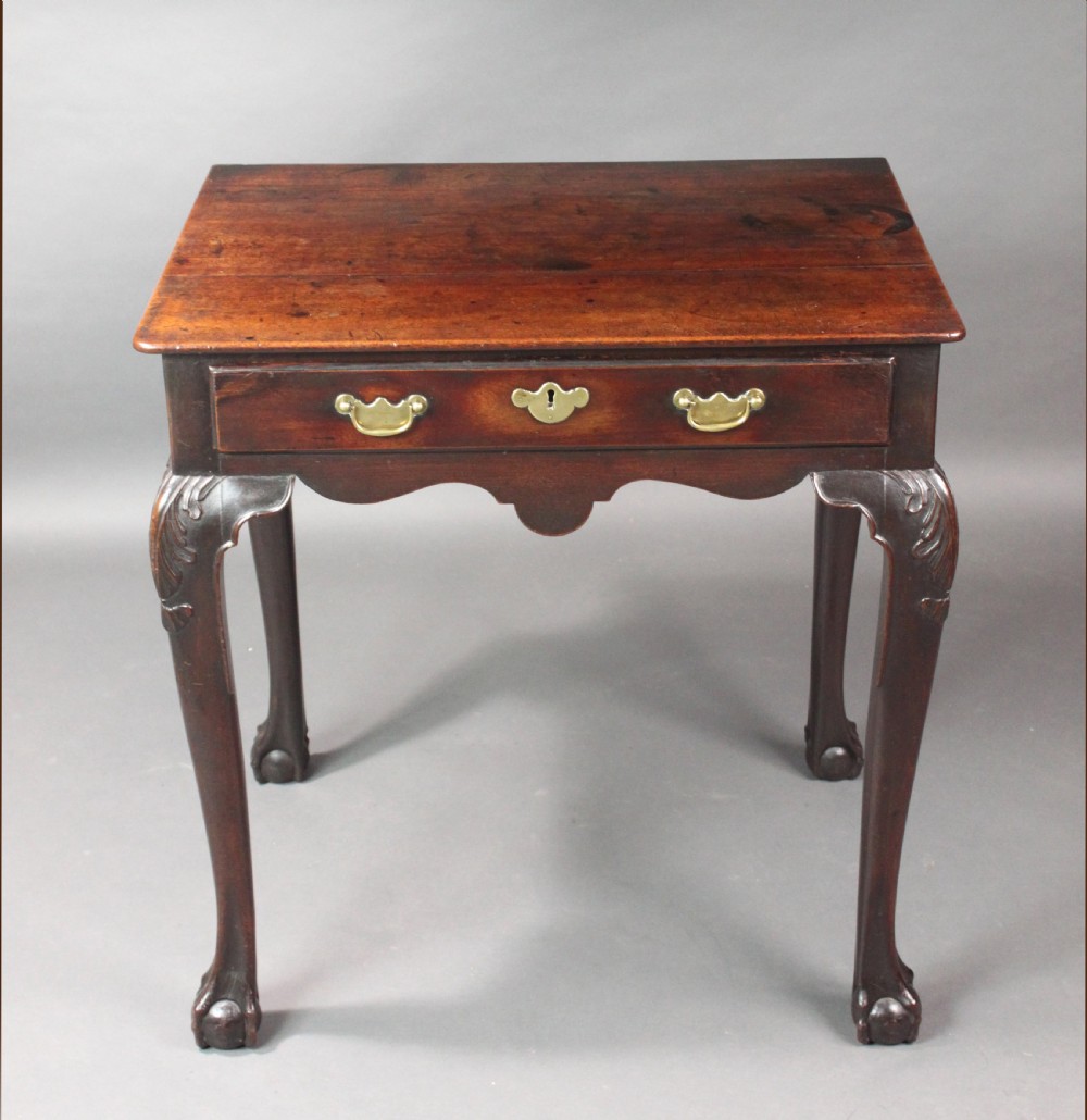 Red walnut cabriole leg side table View II