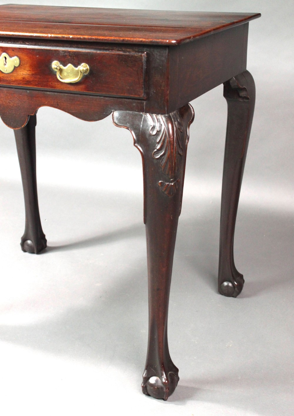 Red walnut cabriole leg side table View III