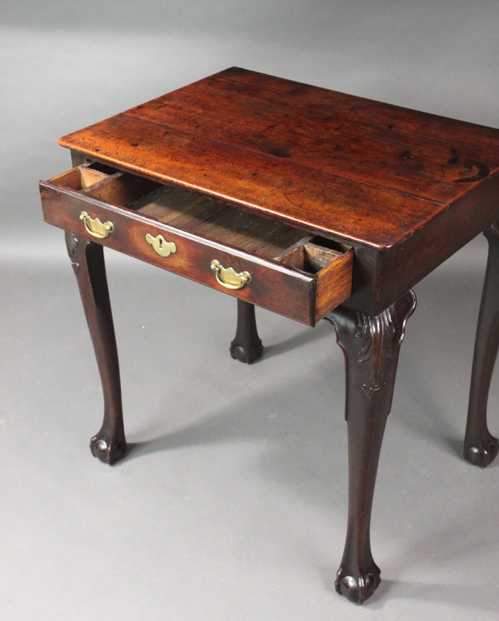 Red walnut cabriole leg side table View VI
