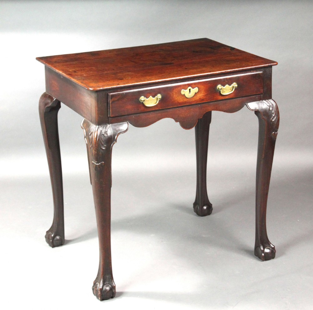 Red walnut cabriole leg side table View VII
