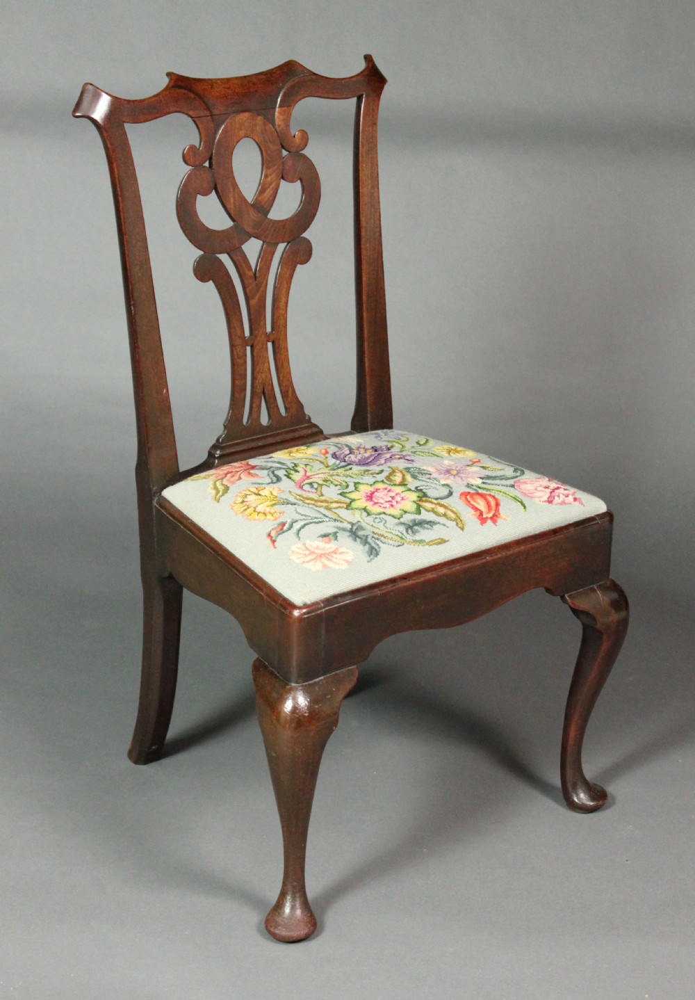 Pair of George II mahogany cabriole leg chairs View V