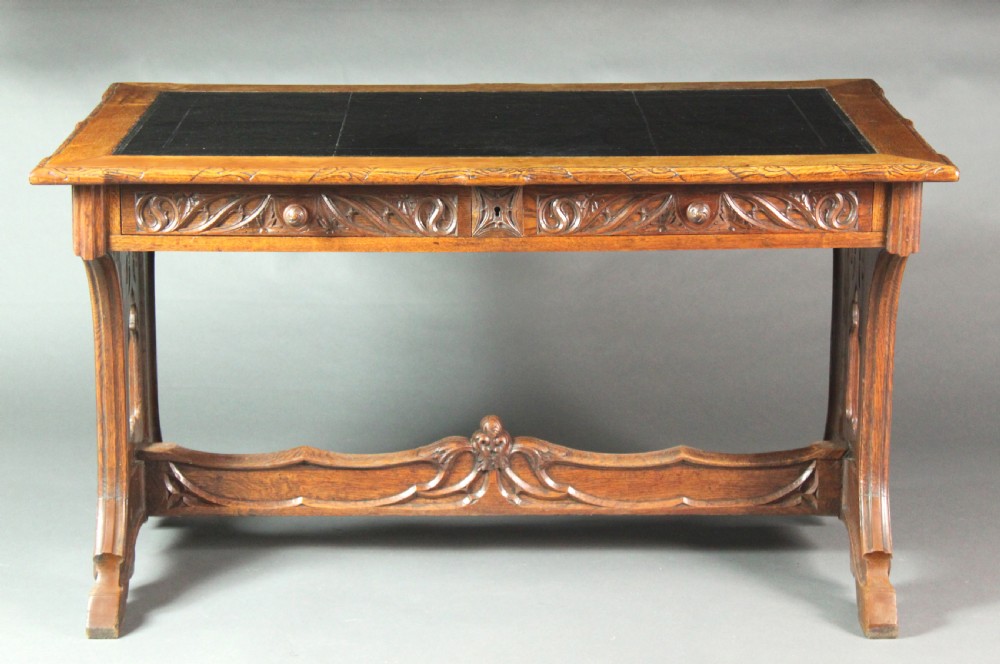 Neo-Gothic carved oak writing table View III