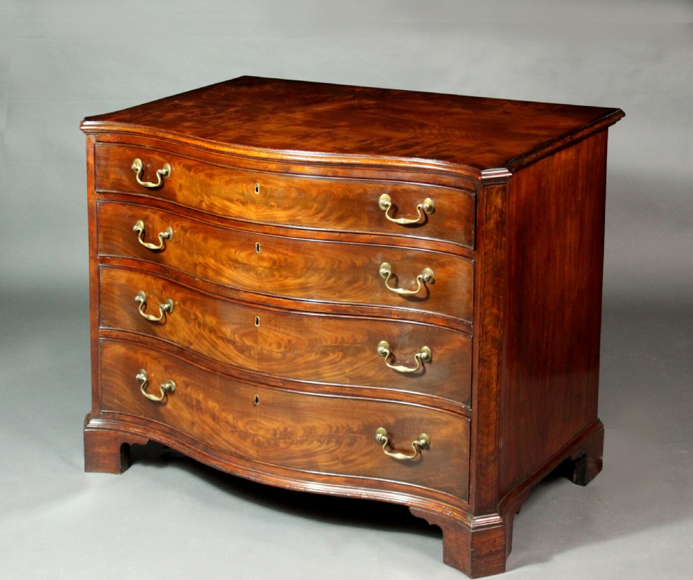 Antique mahogany serpentine chest View II