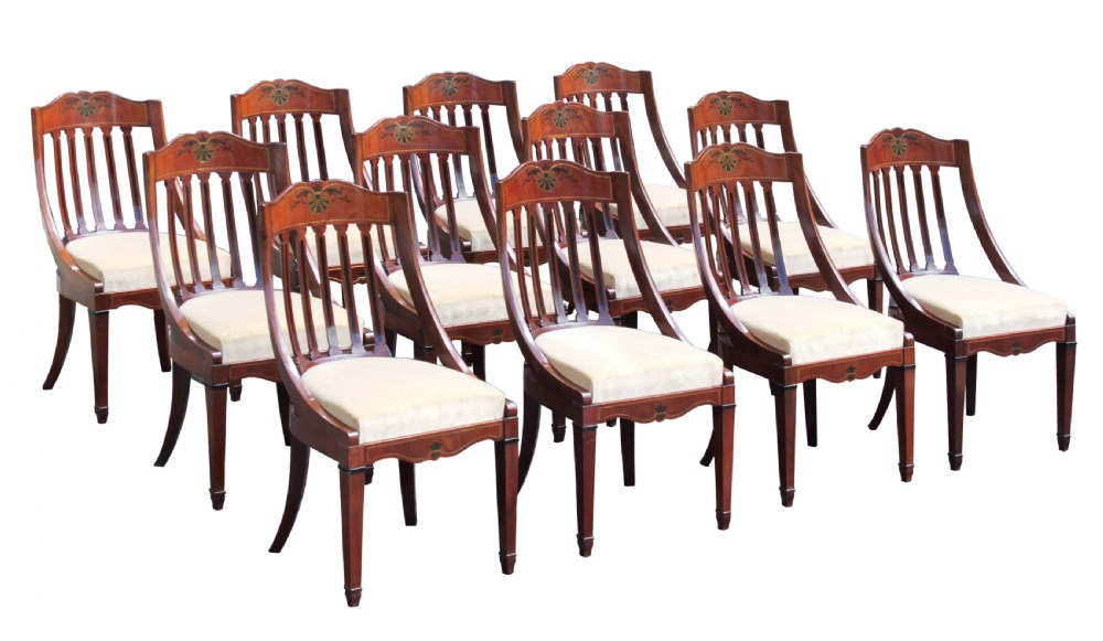 Set of 12 mahogany dining chairs