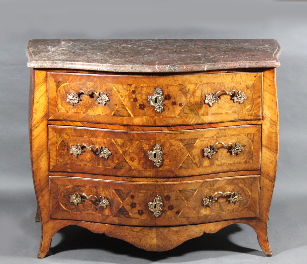 Italian walnut bombe commode View II