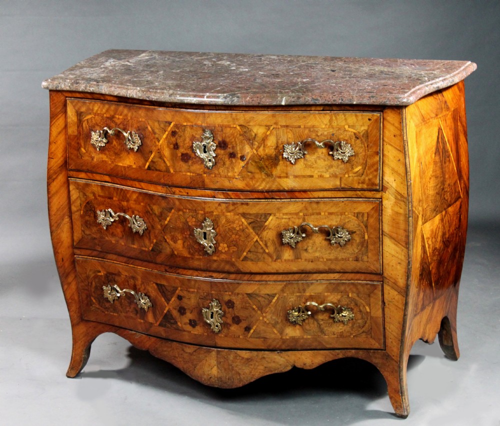 Italian walnut bombe commode
