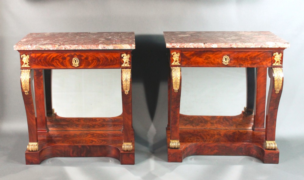 Pair of French Empire console tables View II