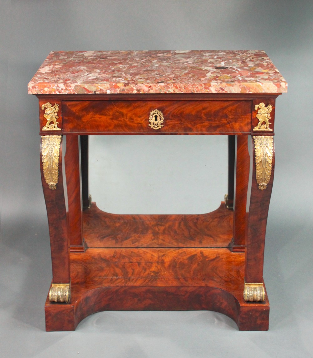 Pair of French Empire console tables View III