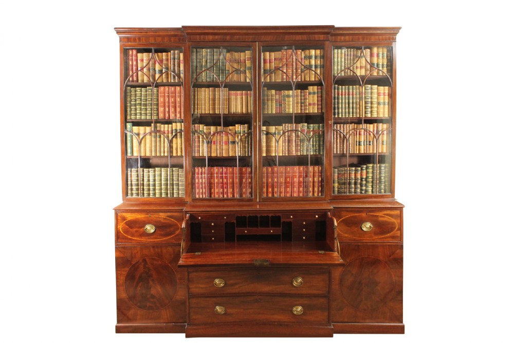 Georgian mahogany breakfront bookcase