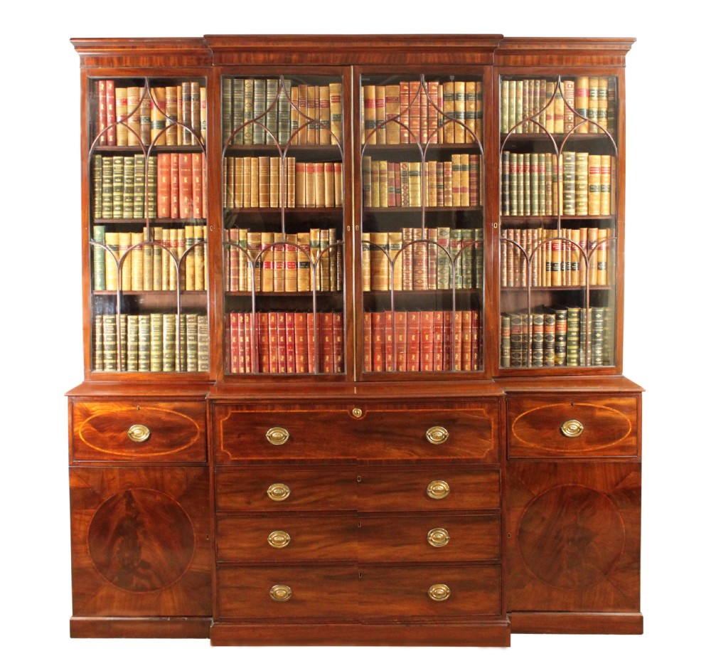 Georgian mahogany breakfront bookcase View II