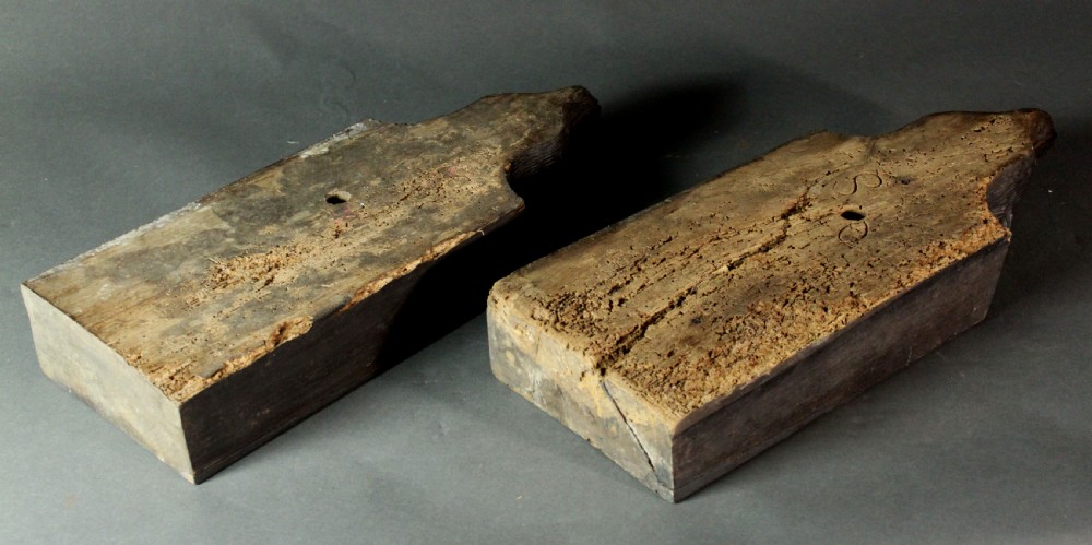 Pair of carved oak fox corbels View V