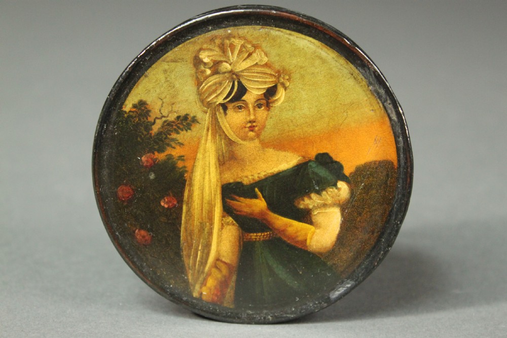 Regency papier mache snuff box