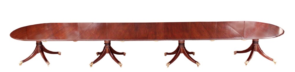 George III four pedestal mahogany dining table View II