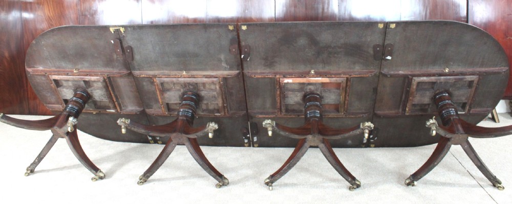 George III four pedestal mahogany dining table View VII