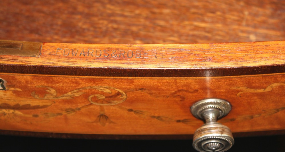 Satinwood inlaid dressing table by Edwards and Roberts, formerly owned by Maureen Swanson the fllm actress View IV