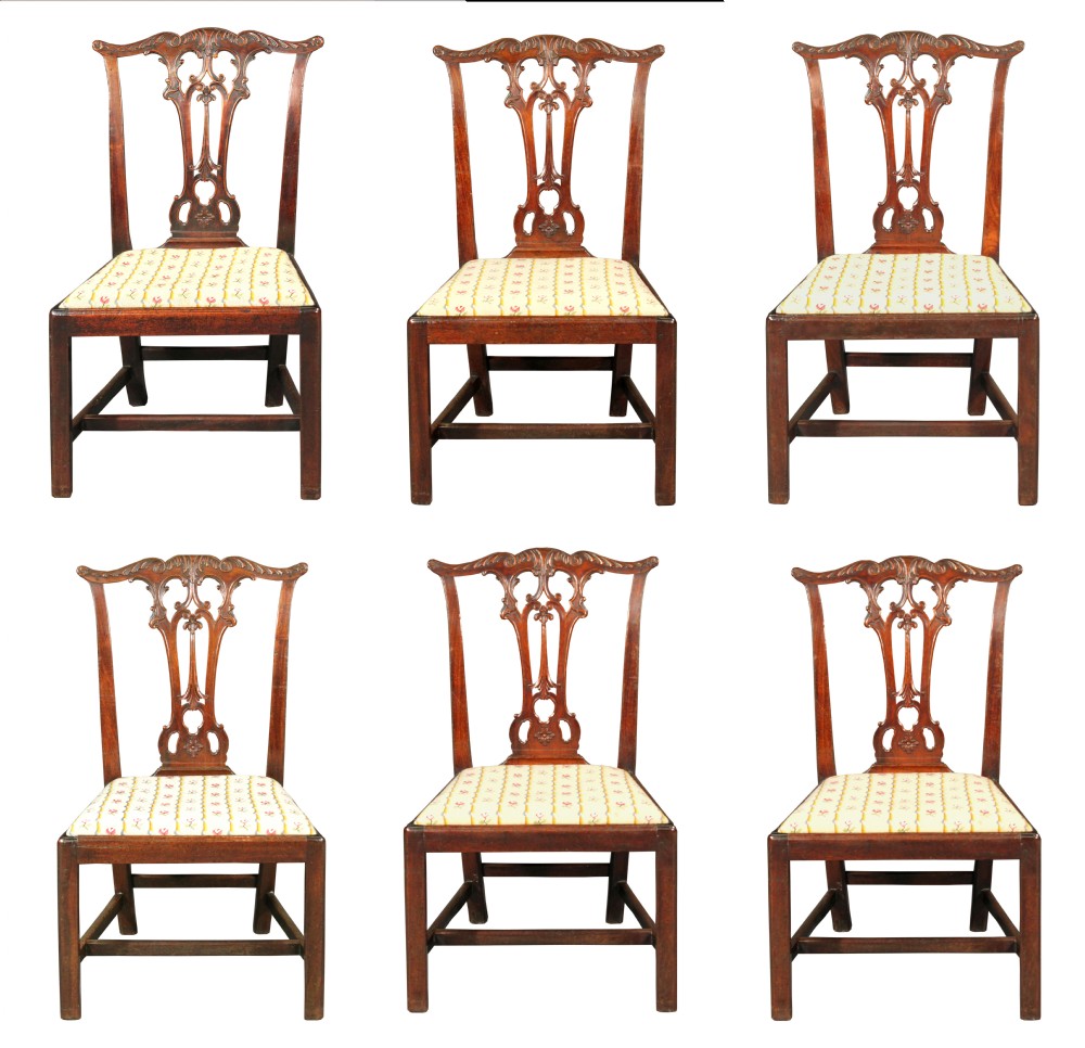 Set of 6 Chippendale period chairs