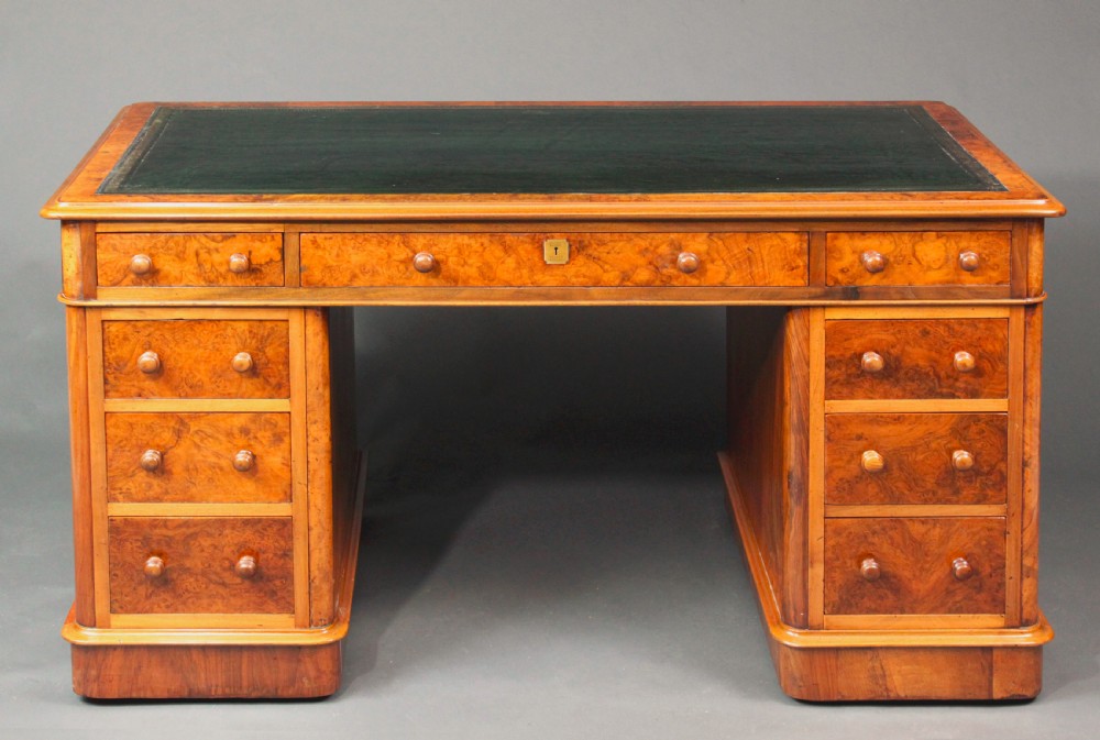 Walnut pedestal desk View II