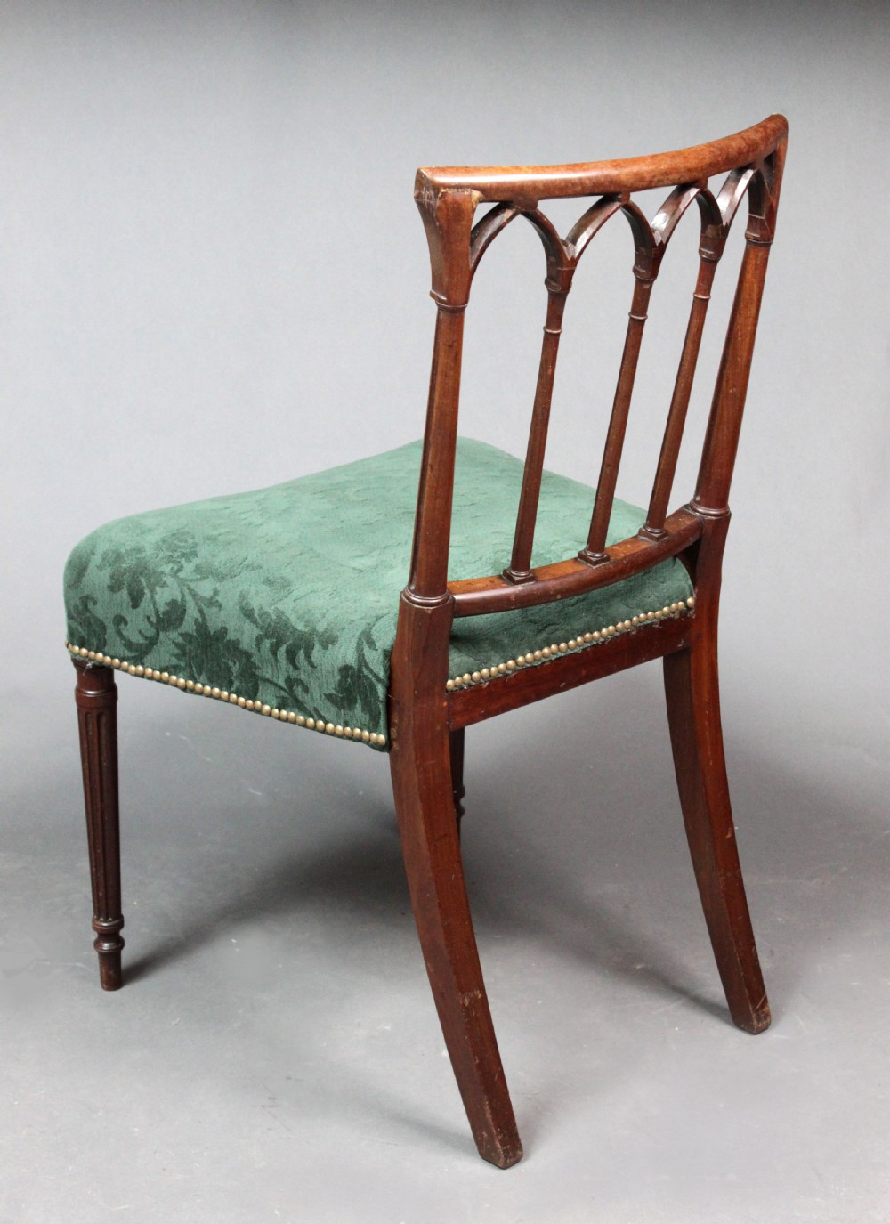 Set of 8 Georgian Mahogany Gothic Design Dining Chairs View V