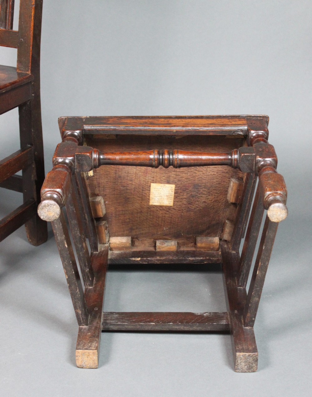 Pair of 17th century oak back stools View VI