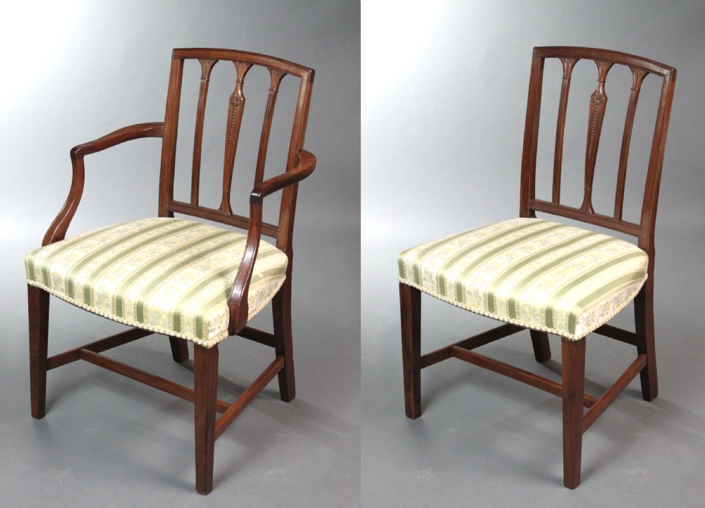 Georgian set of 11 Sheraton Mahogany Dining Chairs View III