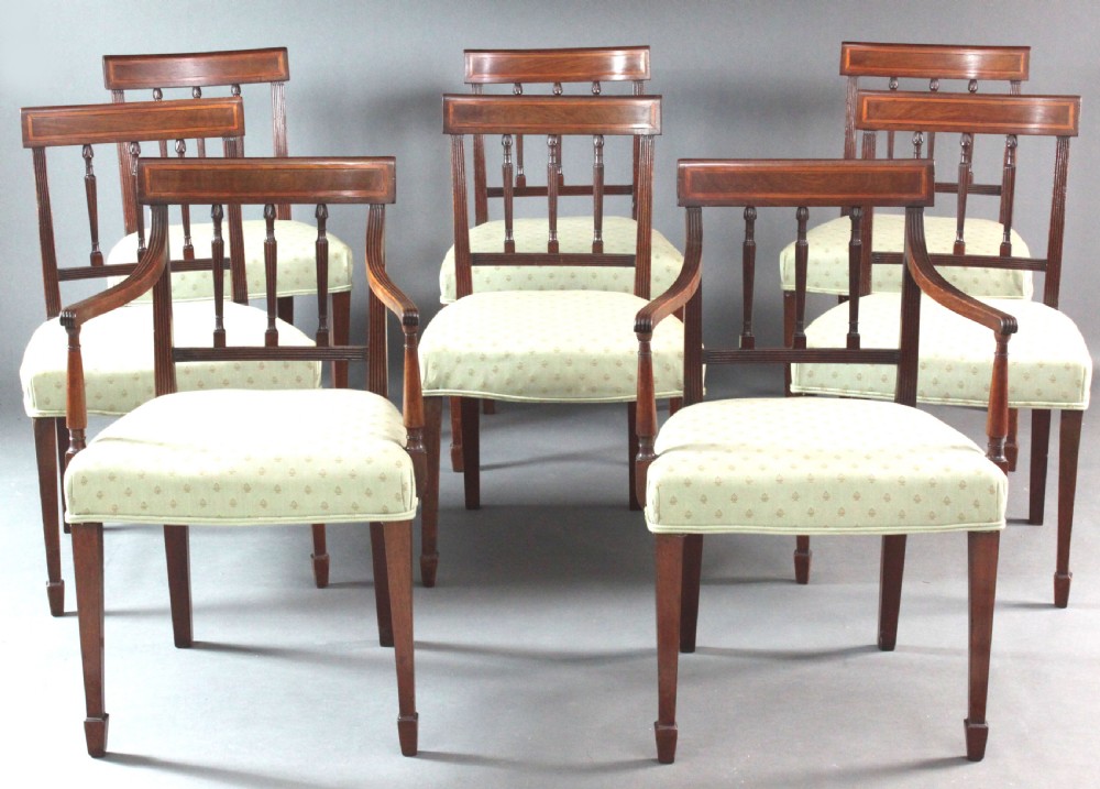 Georgian Set of Eight Sheraton Period Mahogany Dining Chairs