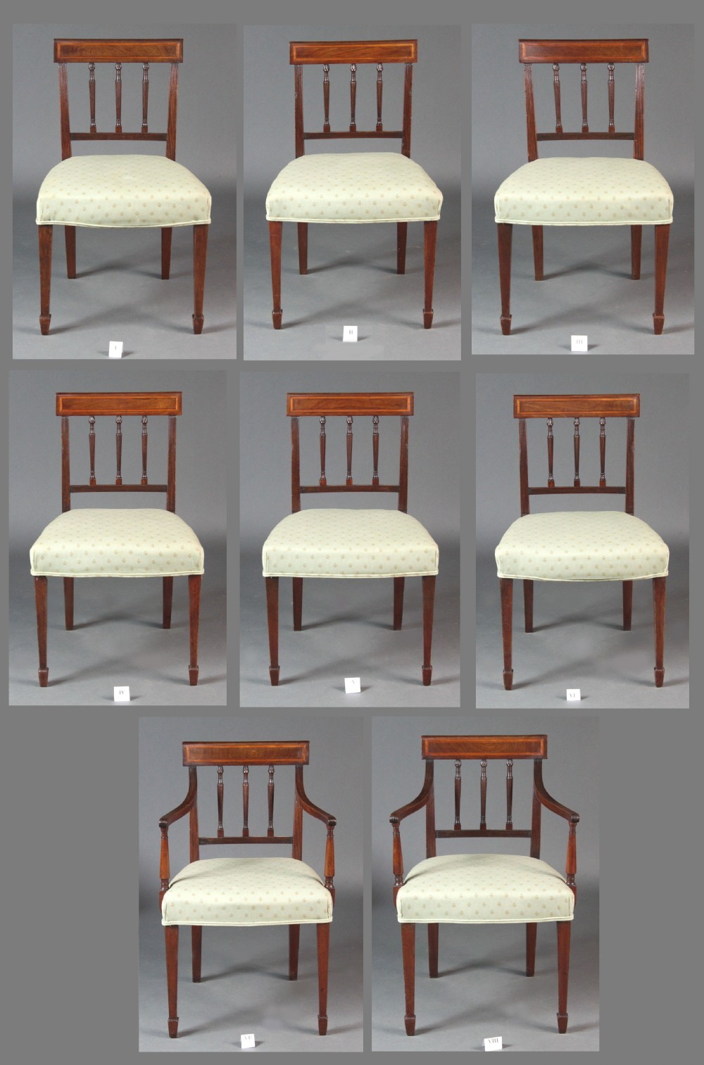 Georgian Set of Eight Sheraton Period Mahogany Dining Chairs View II