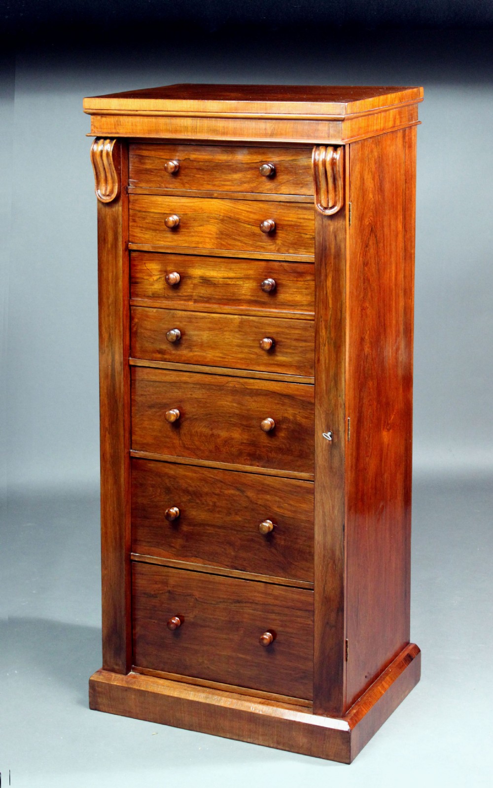 Victorian Rosewood Secretaire Wellington Chest View III