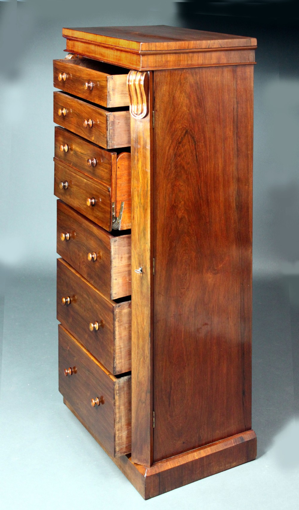 Victorian Rosewood Secretaire Wellington Chest View VII