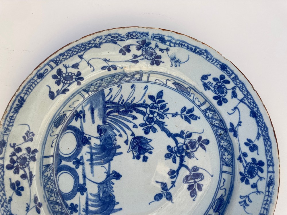 English Chinoiserie Blue and White Delft Plate View IV