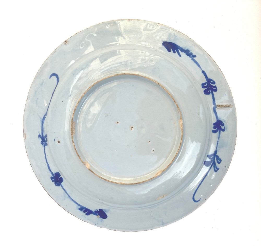 English Chinoiserie Blue and White Delft Plate View VII
