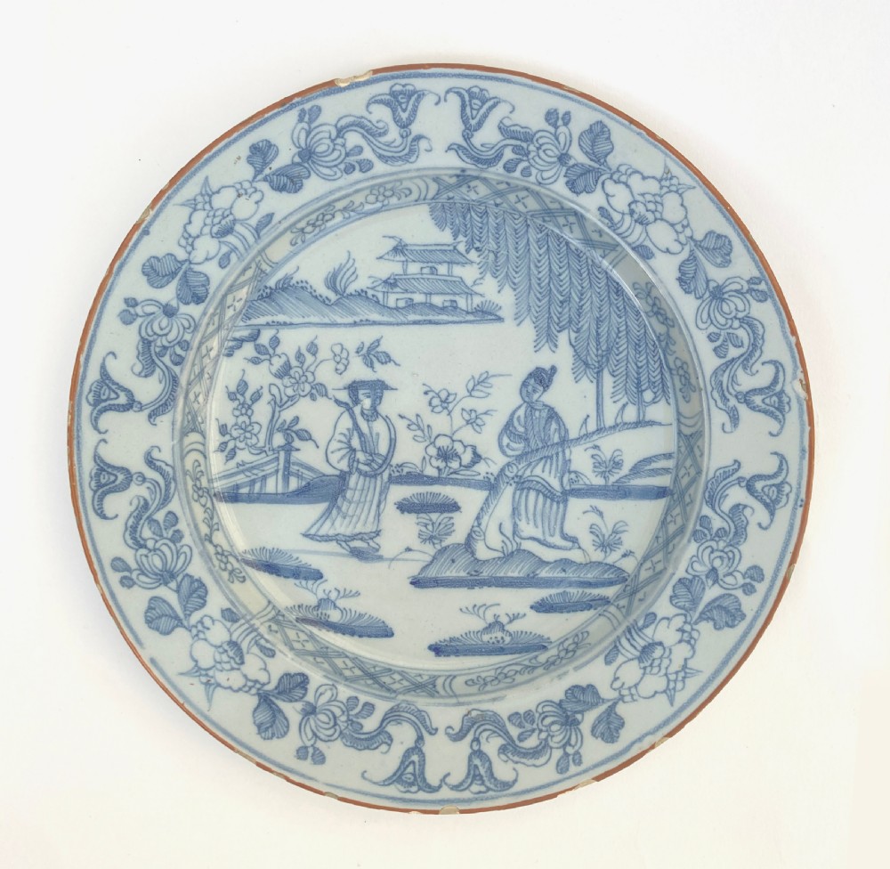 Liverpool Chinoiserie Blue & White Delft Plate