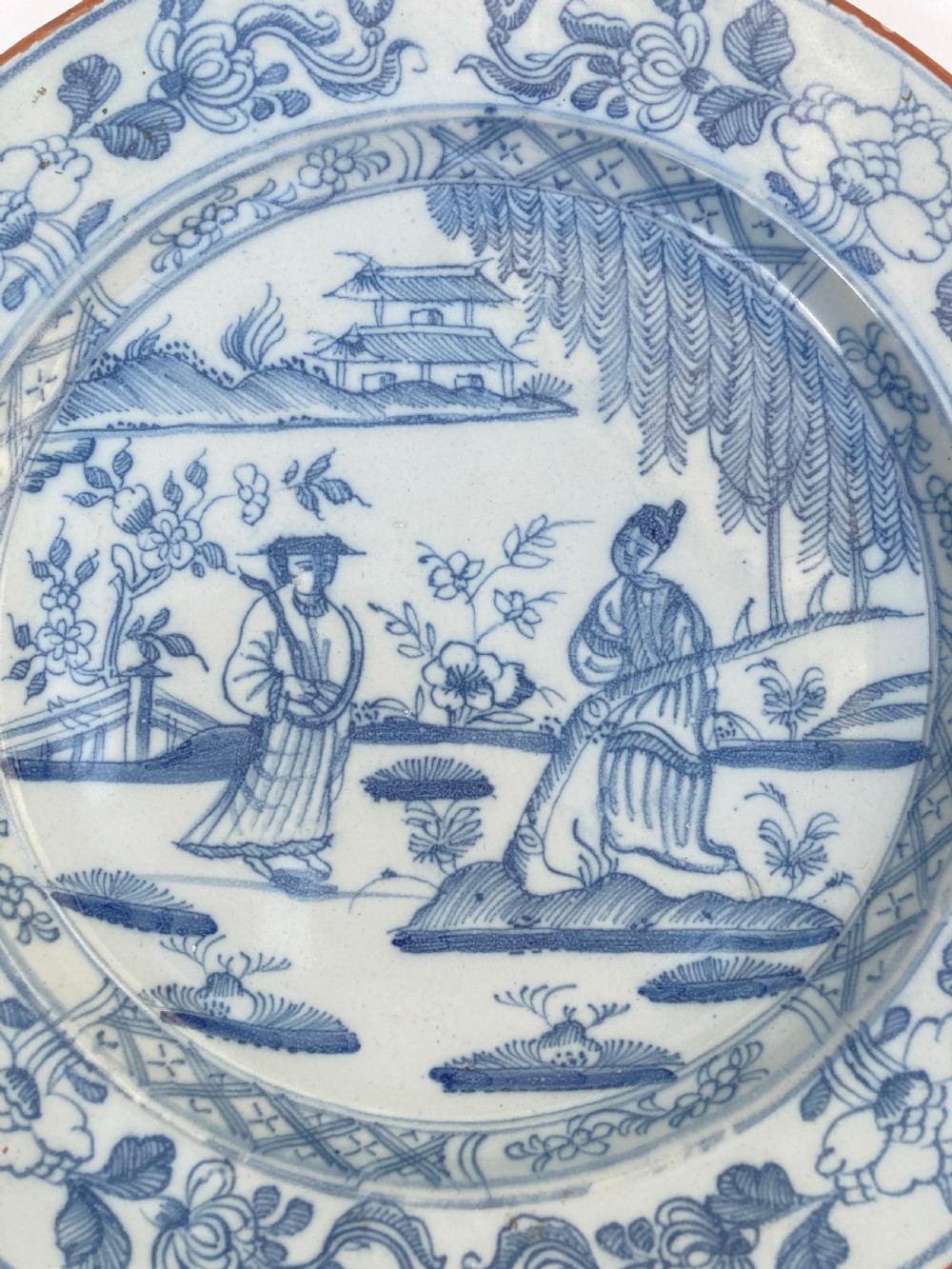 Liverpool Chinoiserie Blue & White Delft Plate View II