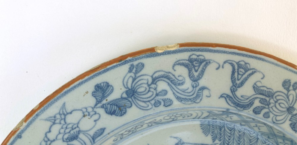 Liverpool Chinoiserie Blue & White Delft Plate View IV