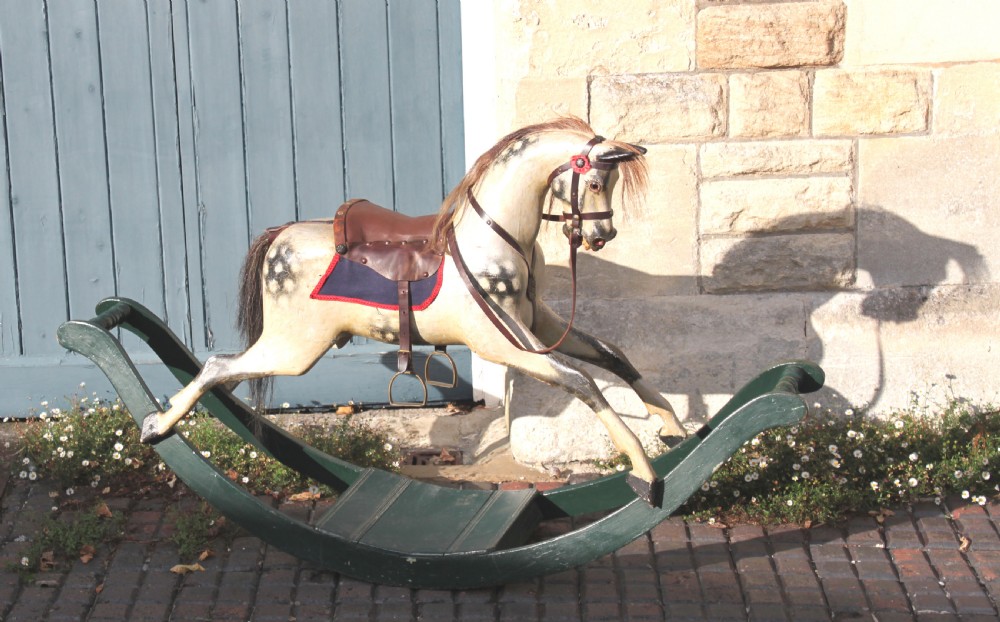 Small Lines Rocking Horse on Curved Wooden Rockers View II