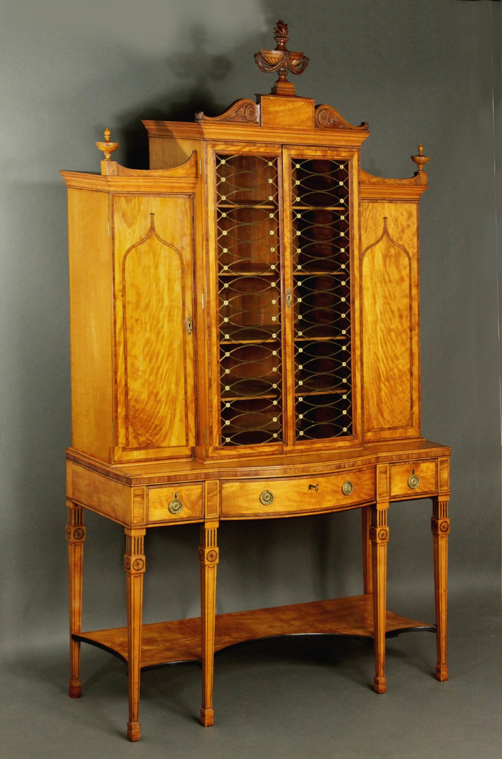 George III satinwood cabinet in the manner of Thomas Sheraton View II