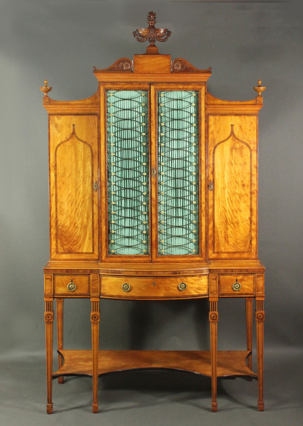 George III satinwood cabinet in the manner of Thomas Sheraton View IV