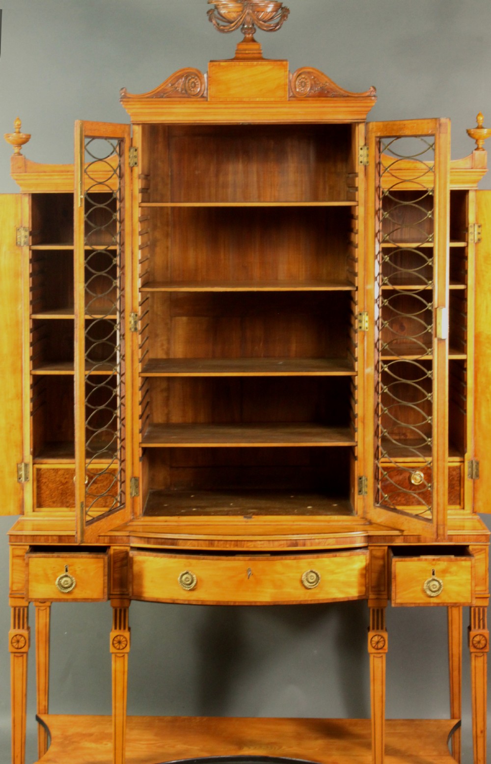 George III satinwood cabinet in the manner of Thomas Sheraton View V