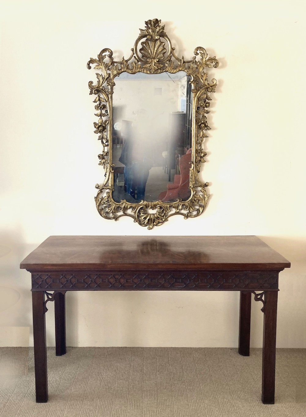 Chippendale style giltwood mirror View II